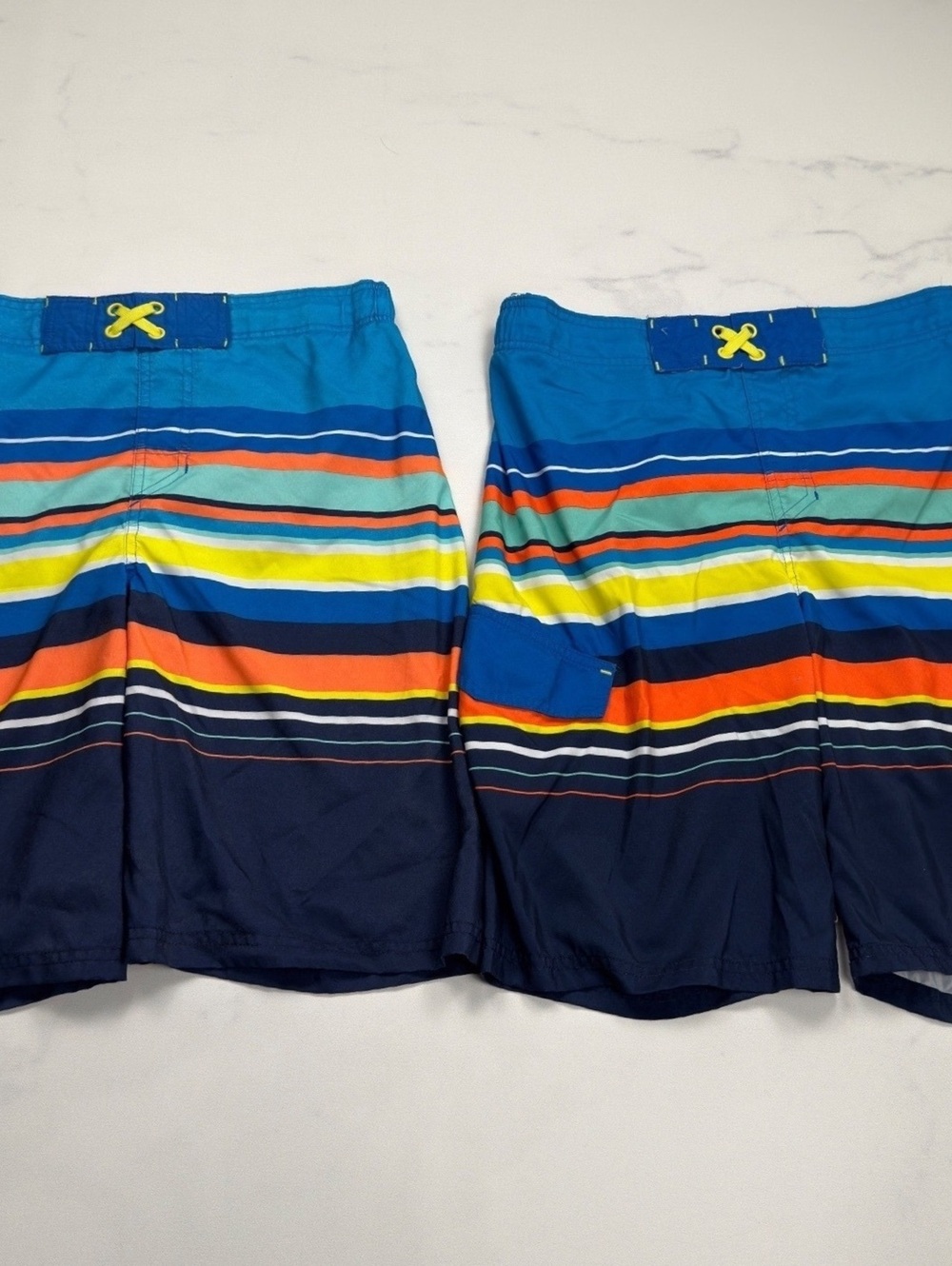 Cat & Jack Swim Trunks Striped Blue Yellow Lot of 2 - Boys XL Husky